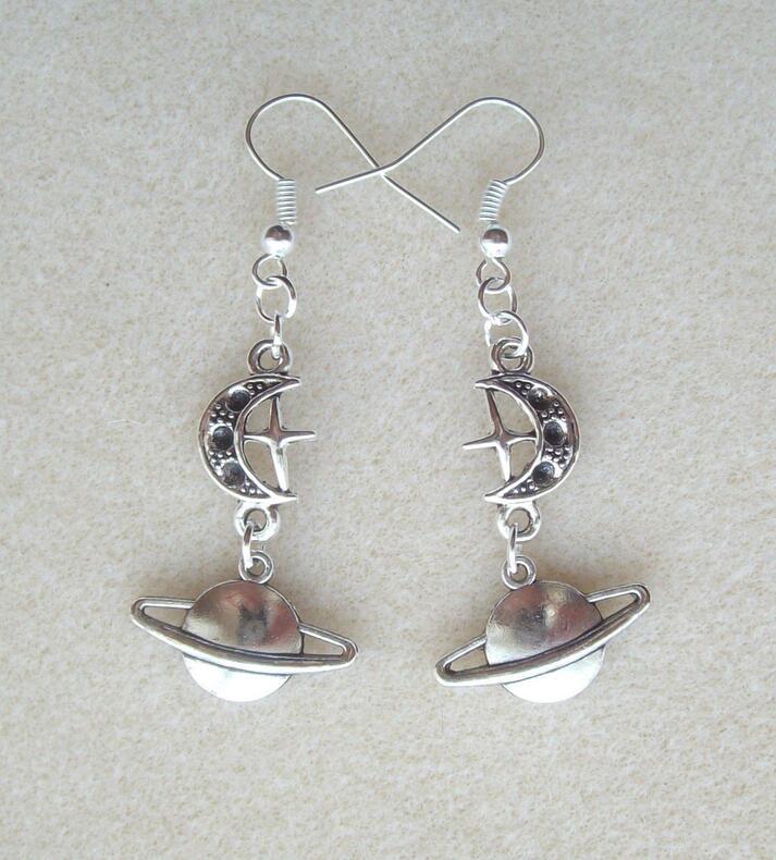 Saturn Drop Celestial Earrings