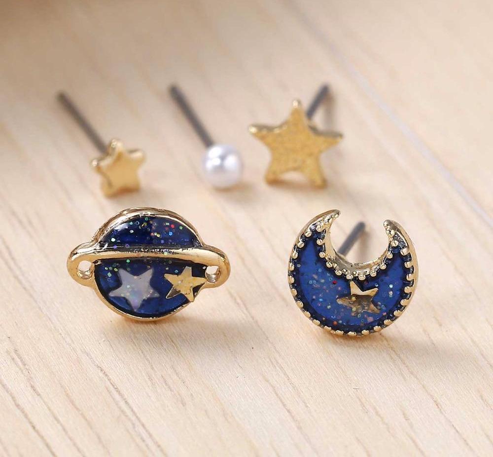 Summer Deep Blue Celestial Earrings