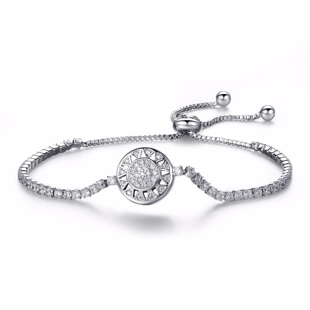 Sunburst Crystal Silver Bracelet