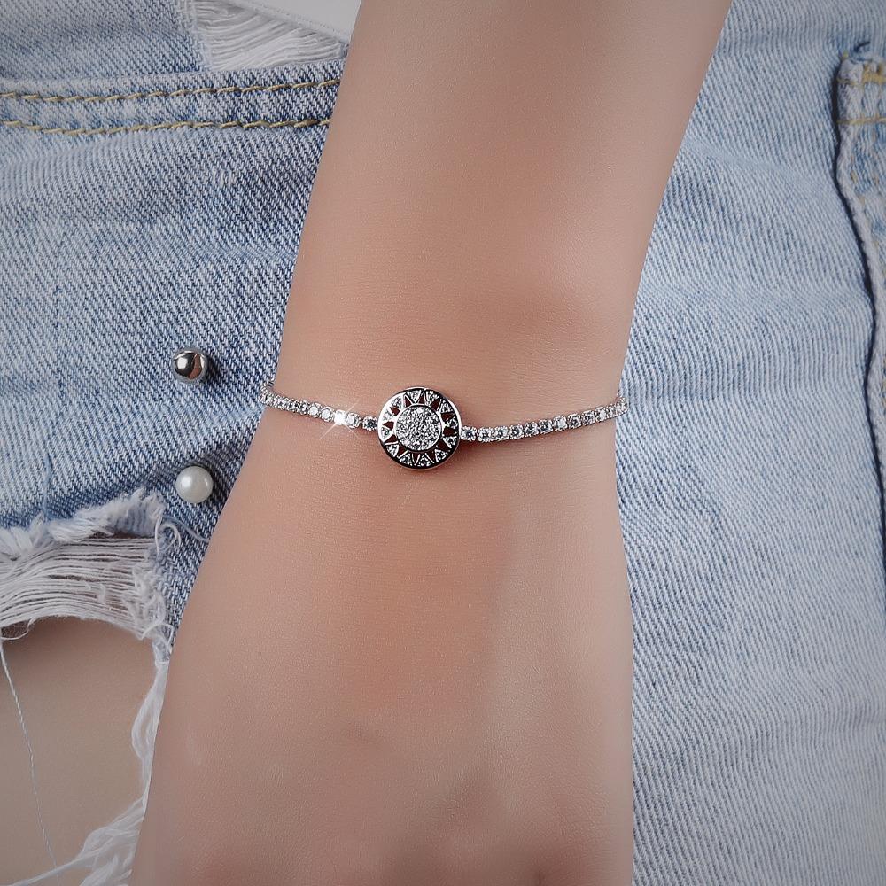 Sunburst Crystal Silver Bracelet