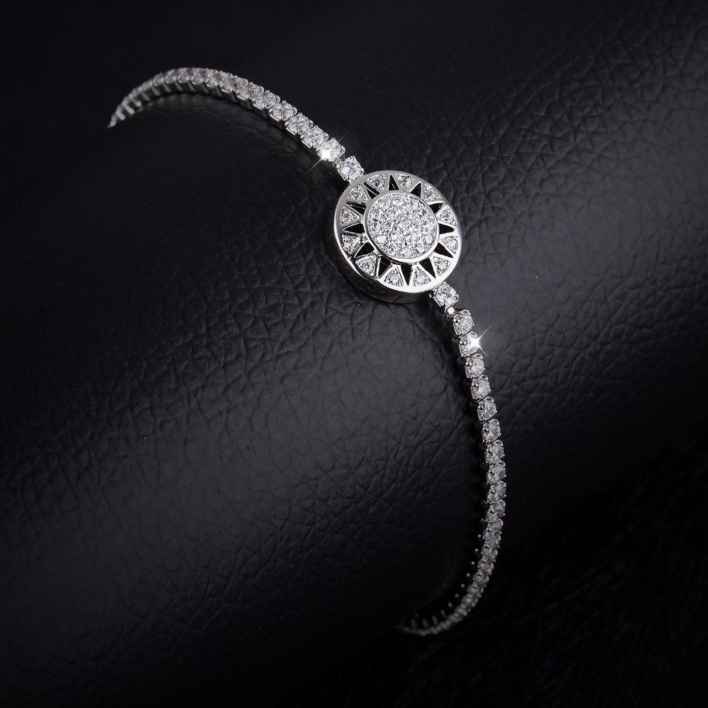 Sunburst Crystal Silver Bracelet
