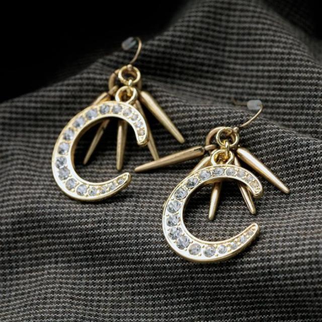 Rhinestones Moon Drop Earrings