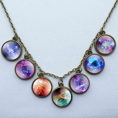Glass Dome Galaxy Pendant Necklace