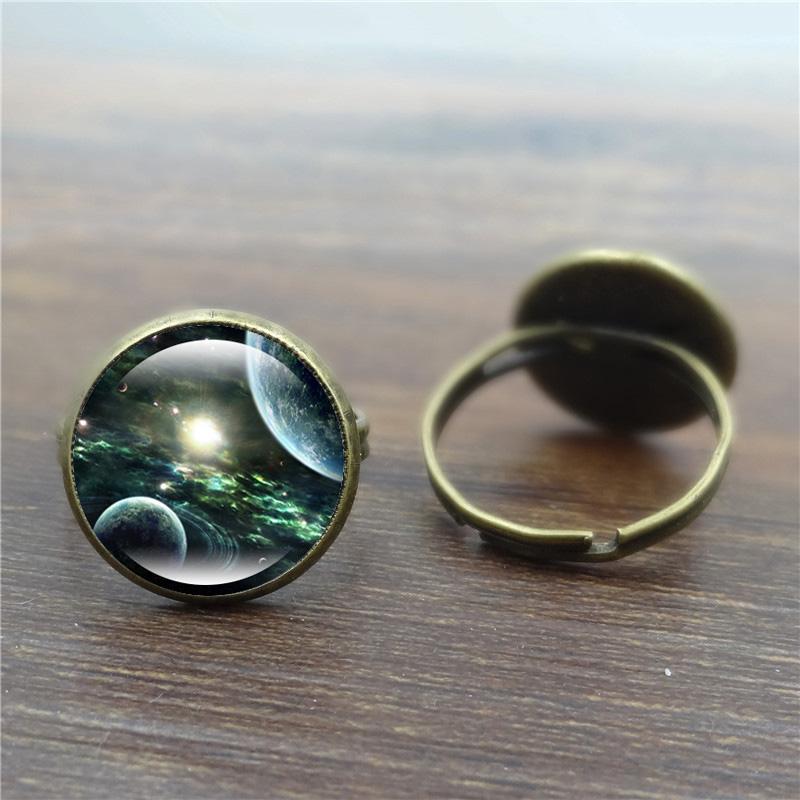 Unique Galaxy Glass Cabochon Ring