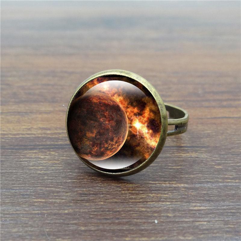 Unique Galaxy Glass Cabochon Ring
