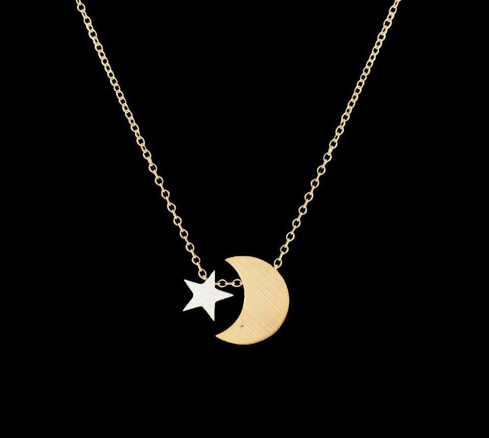 Moon & Star Double Pendant Necklace