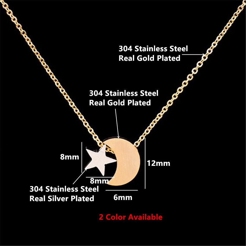 Moon & Star Double Pendant Necklace