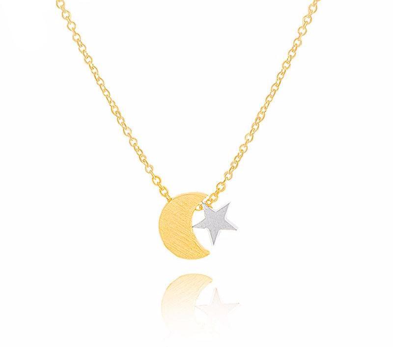 Moon & Star Double Pendant Necklace