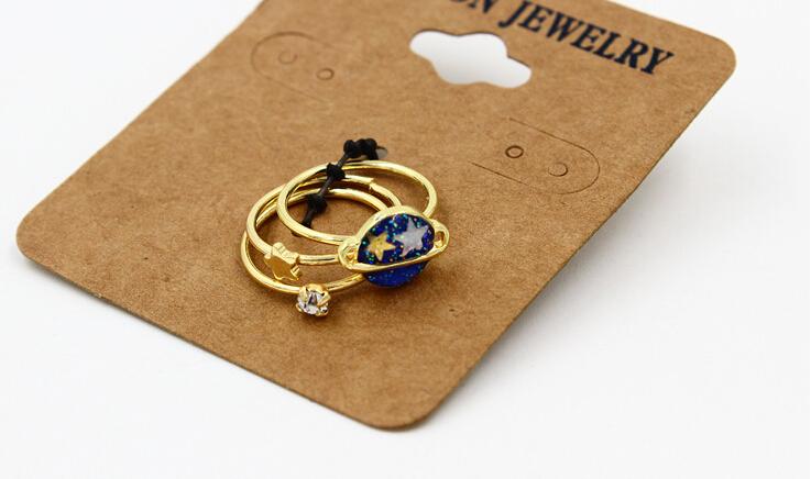 Cute Blue Star Rhinestone Rings Set