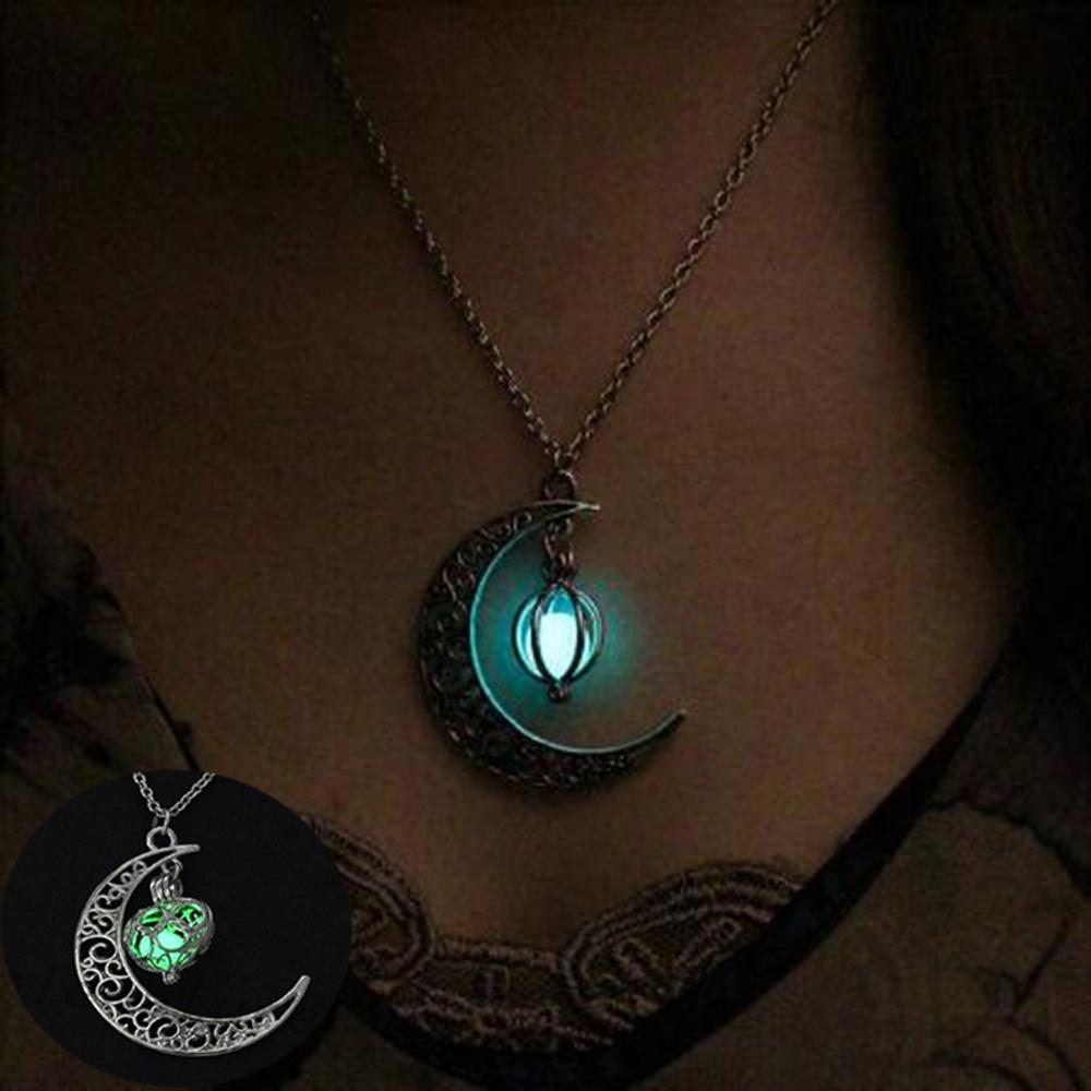 Vintage Moon & Luminous Pendant Necklace