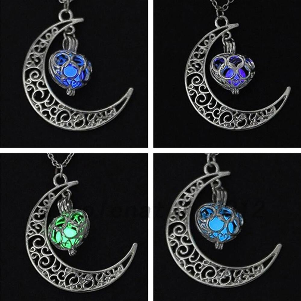 Vintage Moon & Luminous Pendant Necklace
