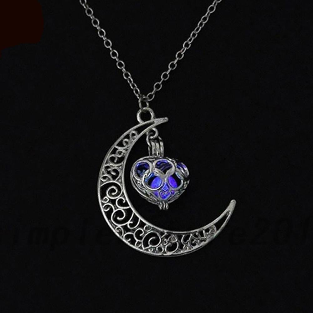 Vintage Moon & Luminous Pendant Necklace