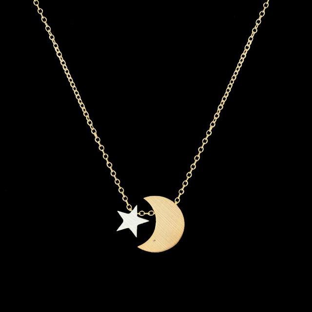 Moon & Star Double Pendant Necklace