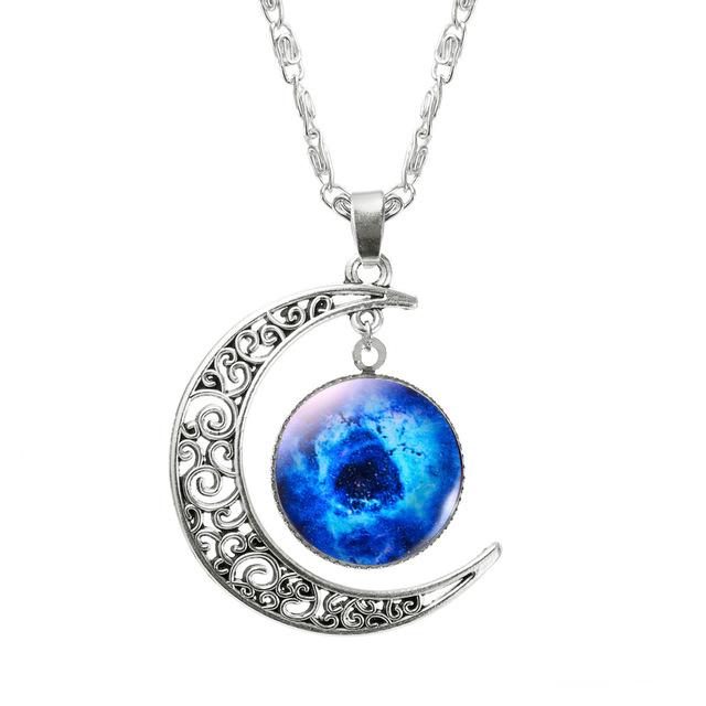 Romantic Galaxy & Moon Pendant Necklace
