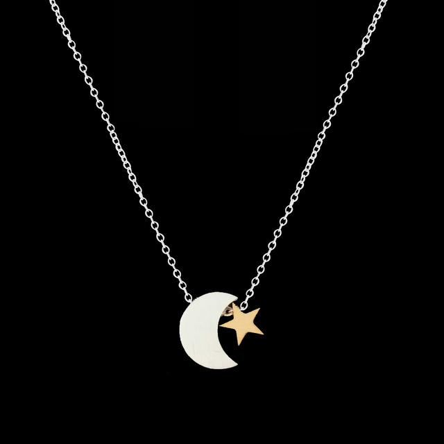 Moon & Star Double Pendant Necklace